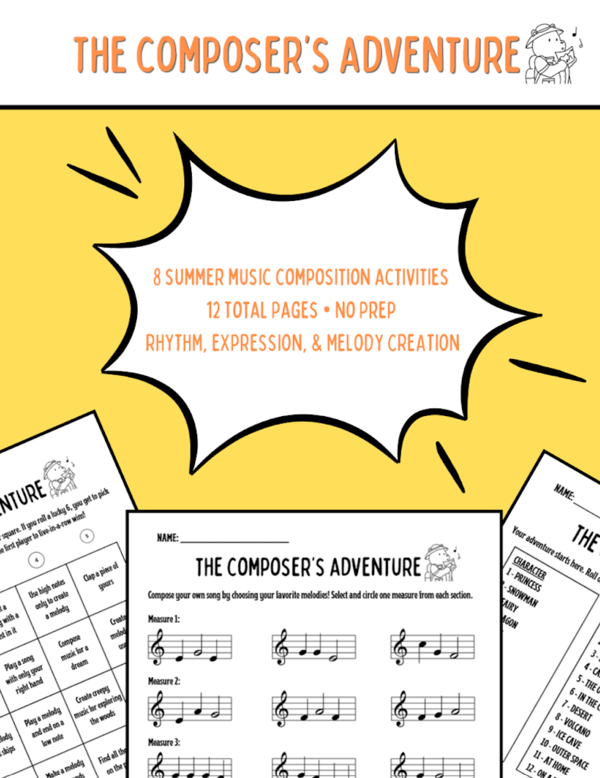 The Composer's Adventure worksheet preview