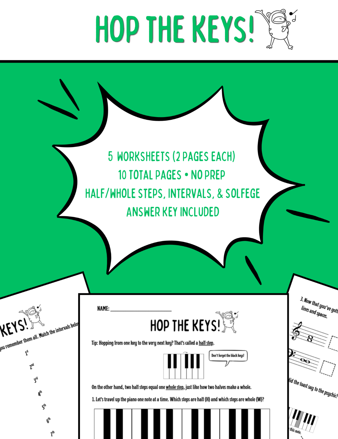 Hop the Keys Set 1 worksheet preview