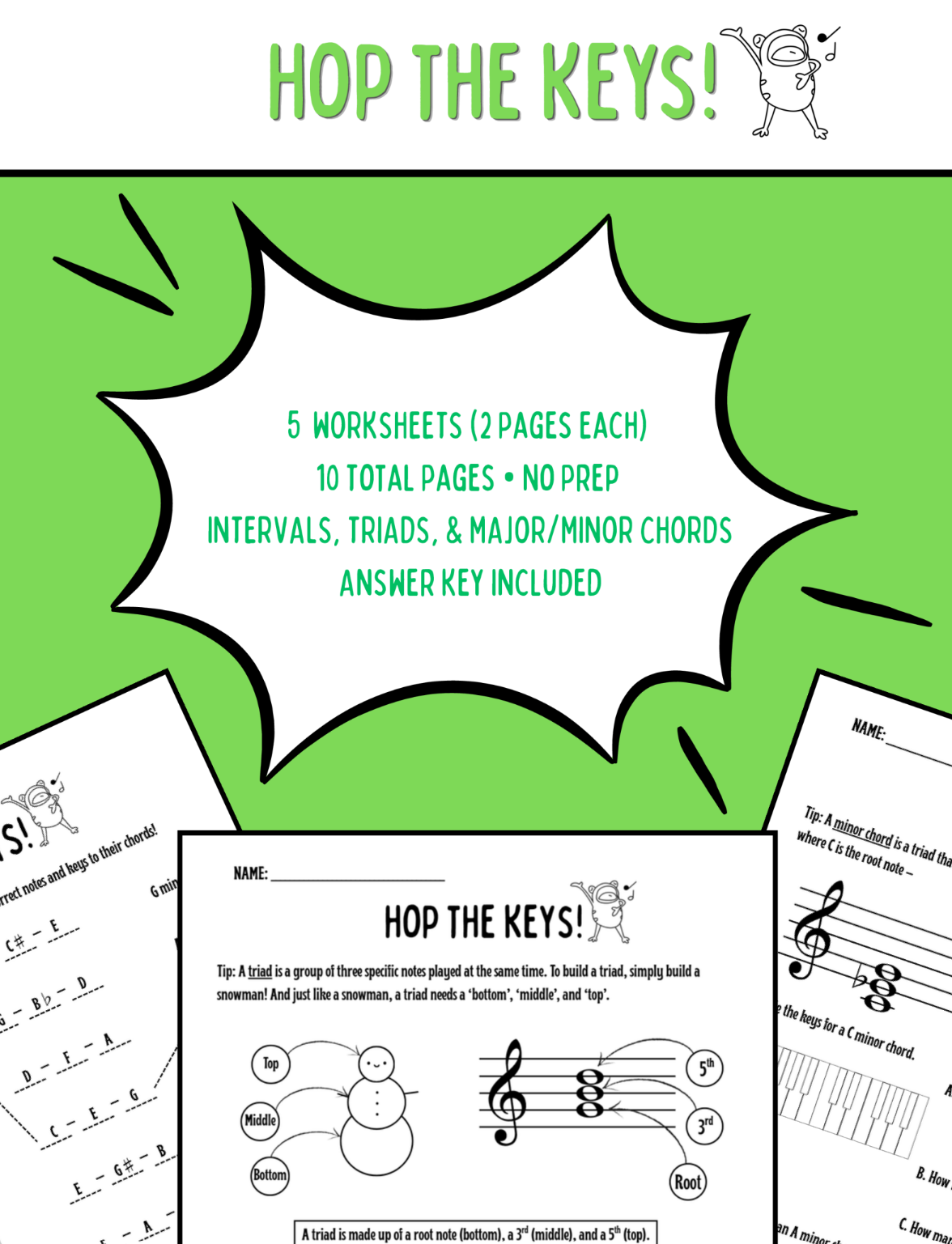 Hop the Keys Set 2 worksheet preview