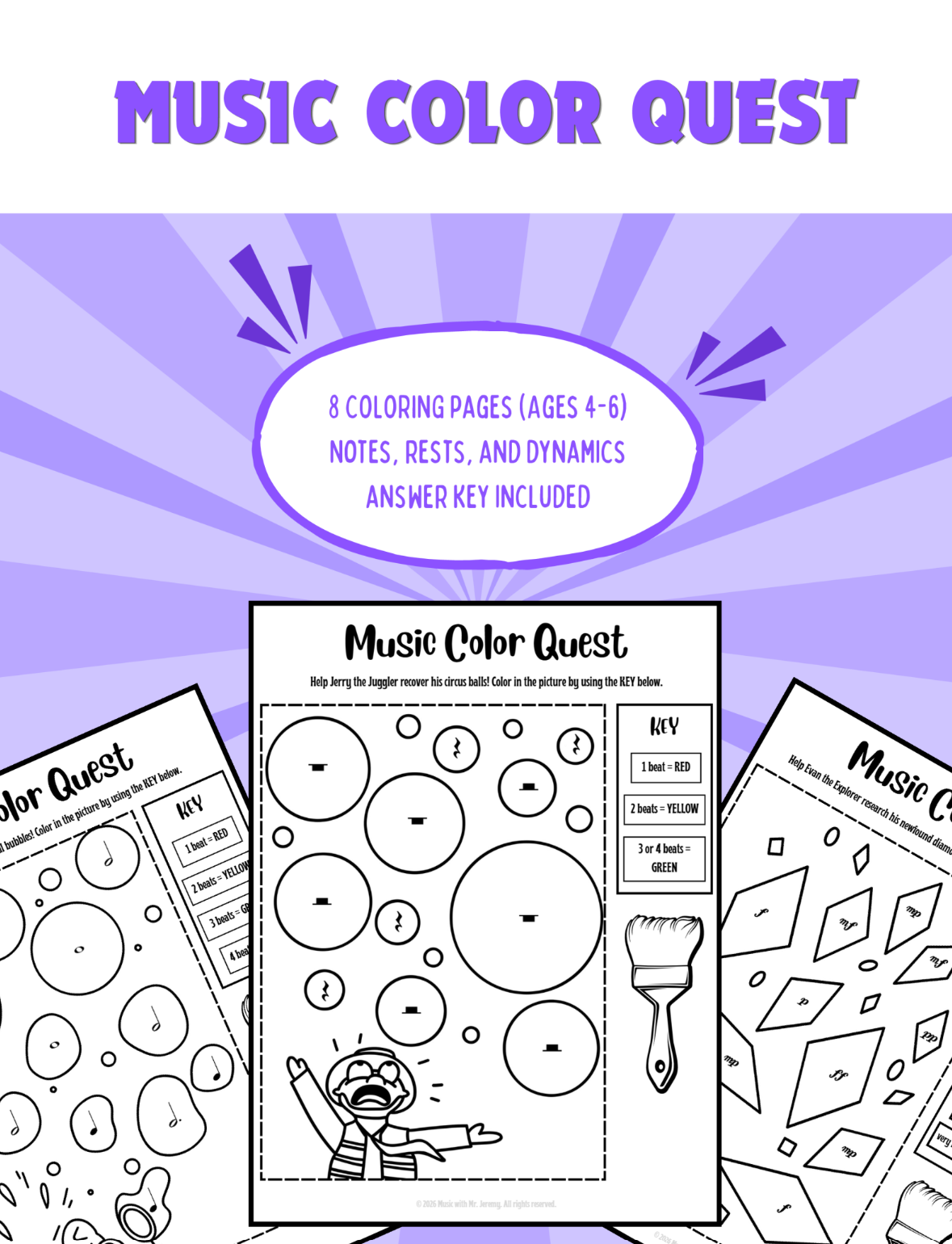 Music Color Quest worksheet preview