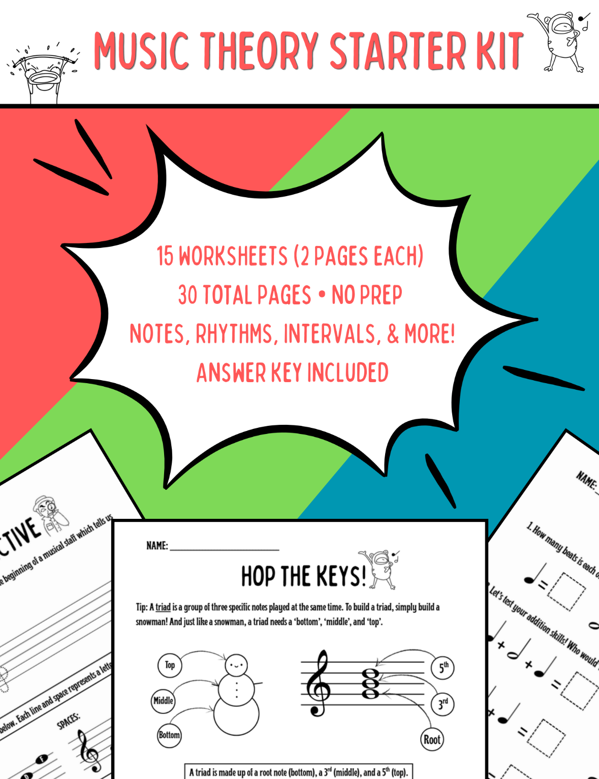 Music Theory Starter Kit worksheet preview