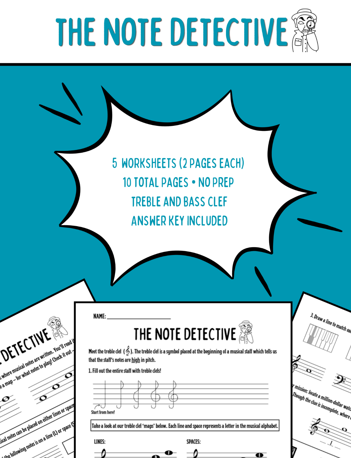 Note Detective Set 1 worksheet preview