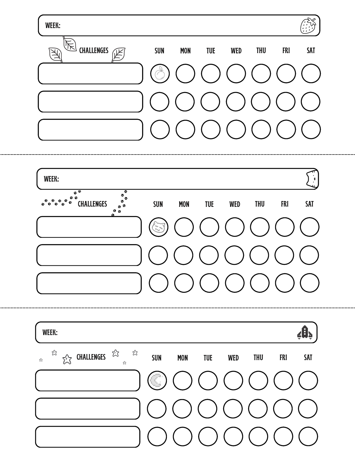Themed Practice Tracker Slips worksheet preview